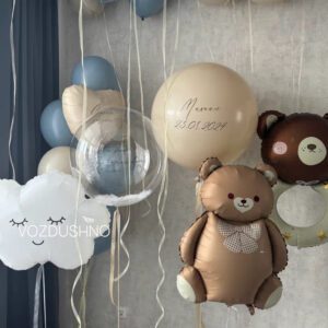 Воздушные шары для мальчика "Мишка погремушка"